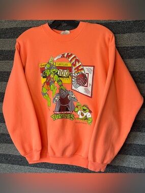 Vintage 1991 Teenage Mutant Ninja Turtles Orange Crewneck Sweatshirt Men’s Small